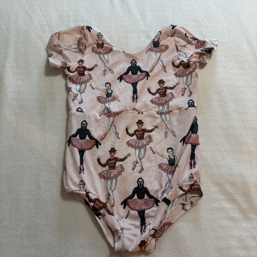 Bigginlittle Handmade Leotard Unique Horror Pattern Halloween Girls 6/7